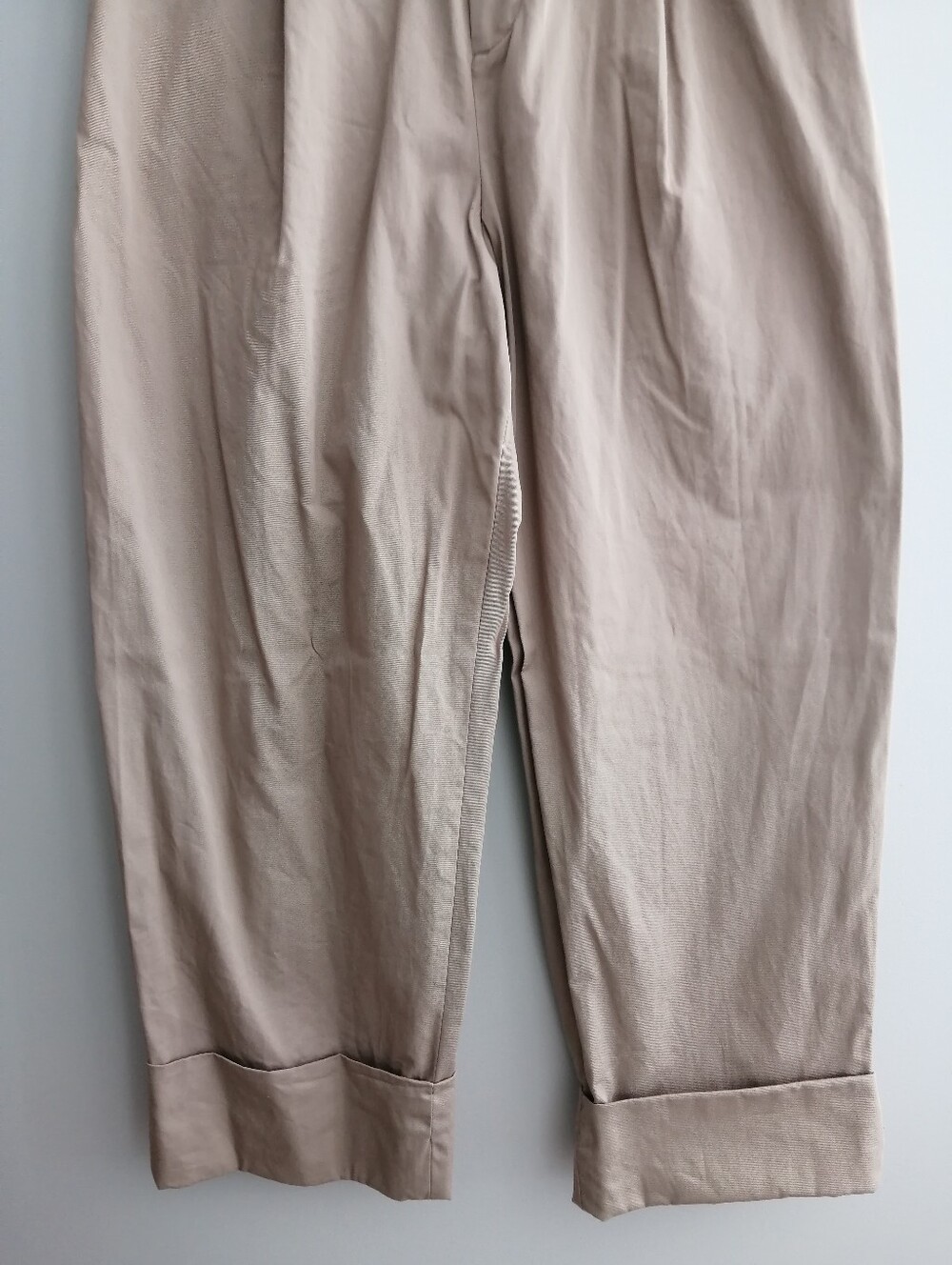 Club Monaco Cuffed Chino Pleated Wide Leg Pants Khaki Camel Size 8 - Picture 8 of 16